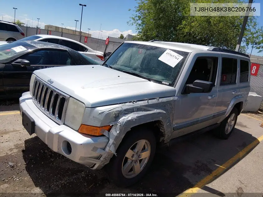 2008 Jeep Commander Sport VIN: 1J8HG48K38C206766 Lot: 45565764