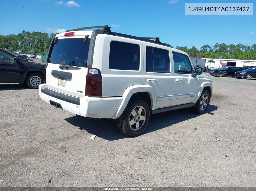 2010 Jeep Commander Sport VIN: 1J4RH4GT4AC137427 Lot: 45279585