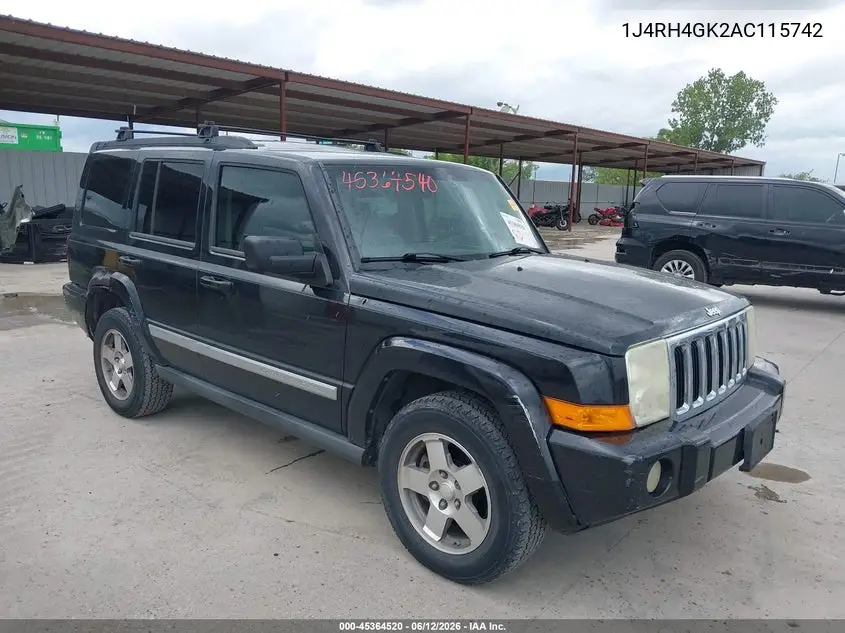 2010 Jeep Commander Sport VIN: 1J4RH4GK2AC115742 Lot: 45364520