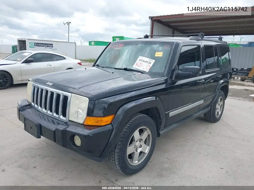 2010 Jeep Commander Sport VIN: 1J4RH4GK2AC115742 Lot: 45364520