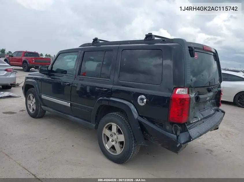 2010 Jeep Commander Sport VIN: 1J4RH4GK2AC115742 Lot: 45364520