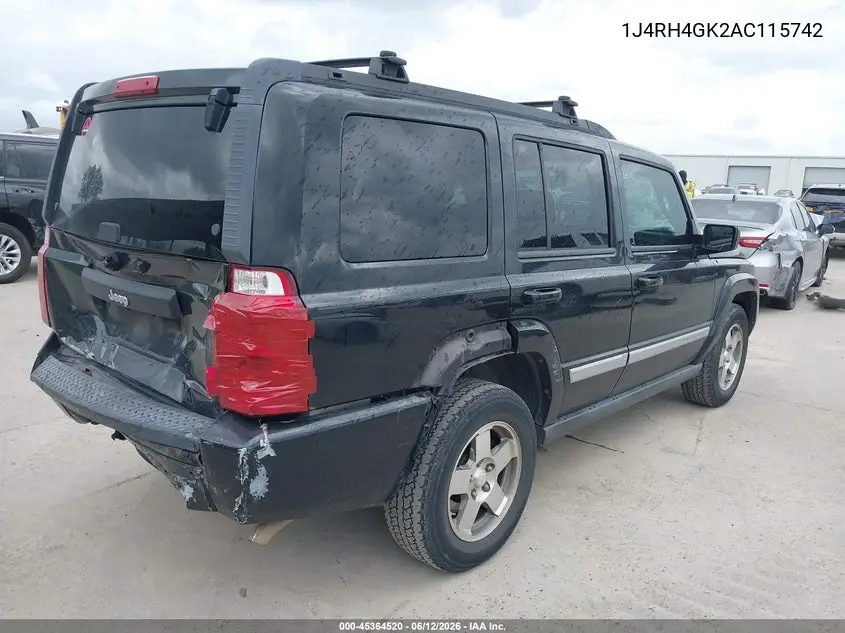 2010 Jeep Commander Sport VIN: 1J4RH4GK2AC115742 Lot: 45364520