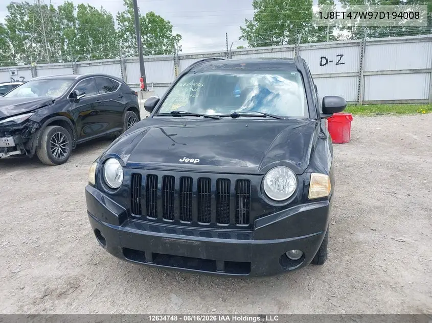 2007 Jeep Compass VIN: 1J8FT47W97D194008 Lot: 12634748