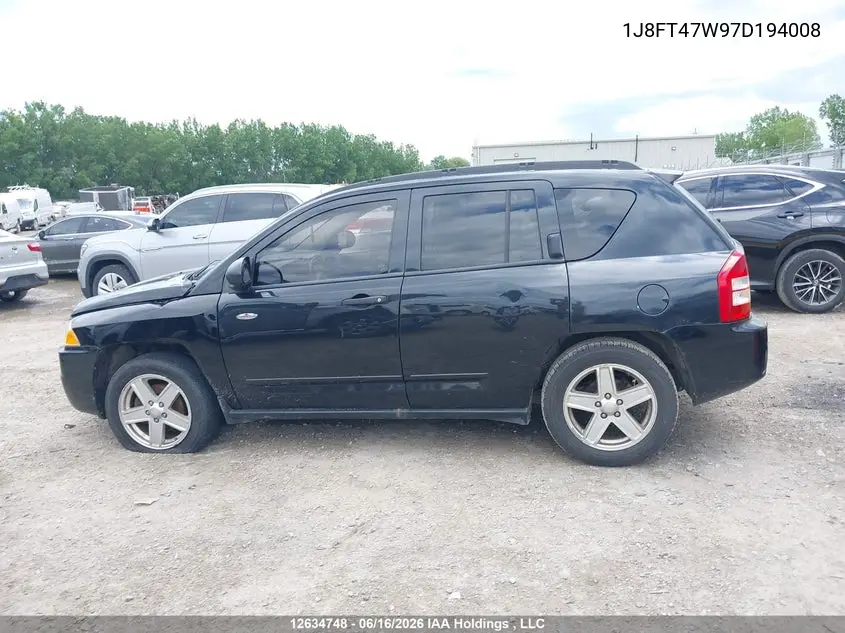2007 Jeep Compass VIN: 1J8FT47W97D194008 Lot: 12634748