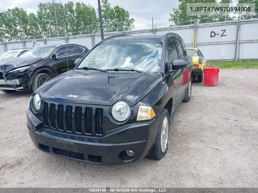 2007 Jeep Compass VIN: 1J8FT47W97D194008 Lot: 12634748