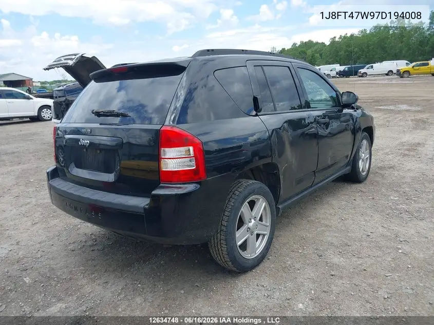 2007 Jeep Compass VIN: 1J8FT47W97D194008 Lot: 12634748