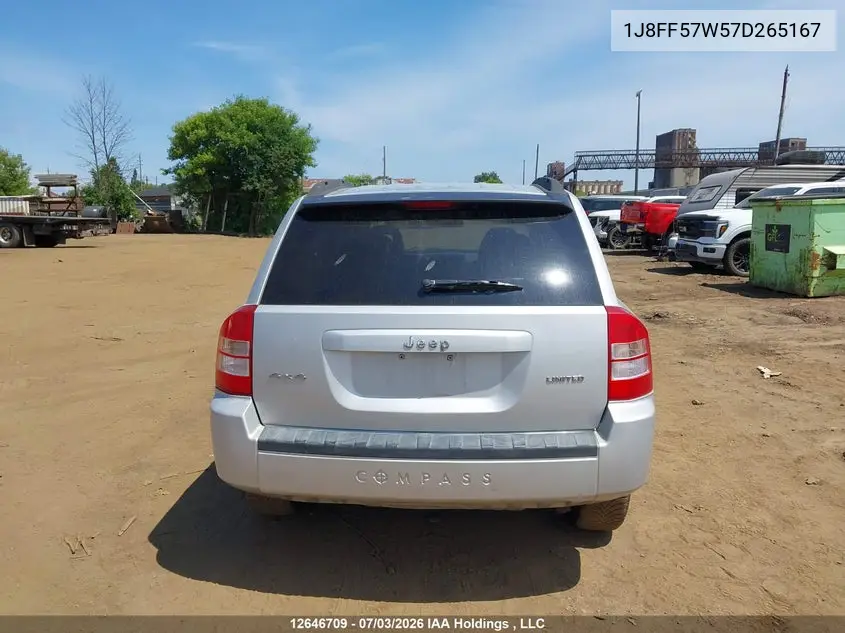 2007 Jeep Compass Limited VIN: 1J8FF57W57D265167 Lot: 12646709