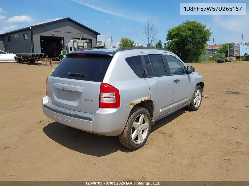 2007 Jeep Compass Limited VIN: 1J8FF57W57D265167 Lot: 12646709