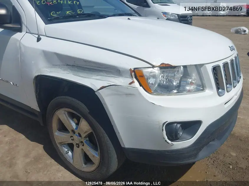 2011 Jeep Compass Limited VIN: 1J4NF5FBXBD274869 Lot: 12625478