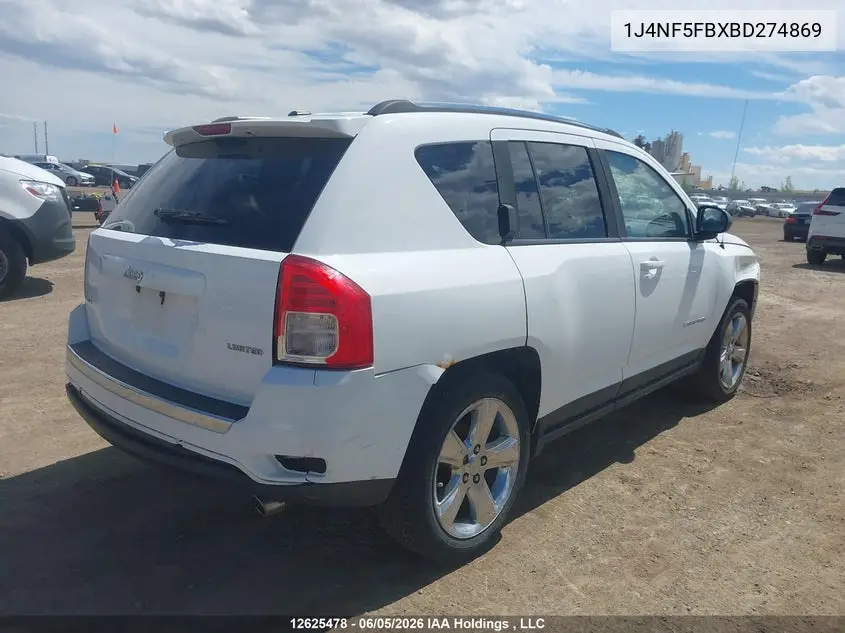 2011 Jeep Compass Limited VIN: 1J4NF5FBXBD274869 Lot: 12625478