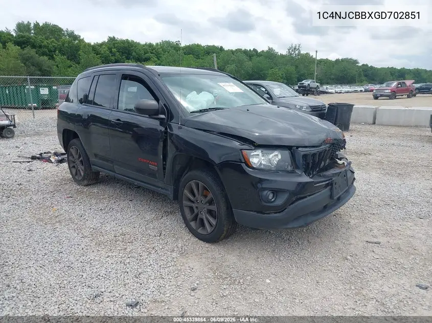 2016 Jeep Compass 75Th Anniversary VIN: 1C4NJCBBXGD702851 Lot: 45339864