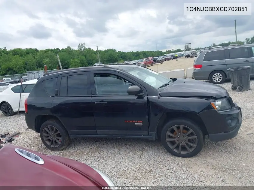 2016 Jeep Compass 75Th Anniversary VIN: 1C4NJCBBXGD702851 Lot: 45339864