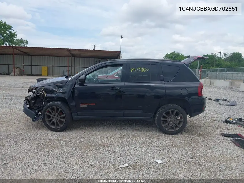 2016 Jeep Compass 75Th Anniversary VIN: 1C4NJCBBXGD702851 Lot: 45339864