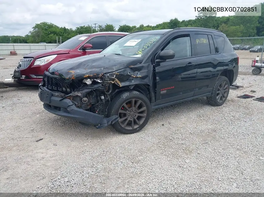 2016 Jeep Compass 75Th Anniversary VIN: 1C4NJCBBXGD702851 Lot: 45339864