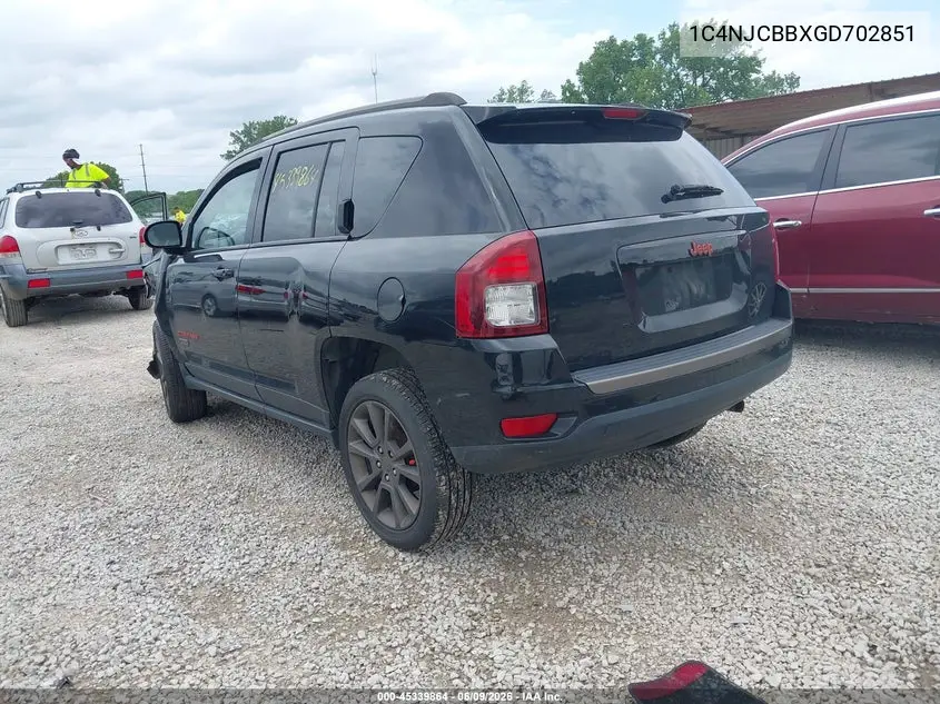 2016 Jeep Compass 75Th Anniversary VIN: 1C4NJCBBXGD702851 Lot: 45339864