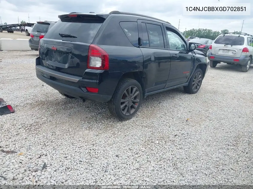 2016 Jeep Compass 75Th Anniversary VIN: 1C4NJCBBXGD702851 Lot: 45339864