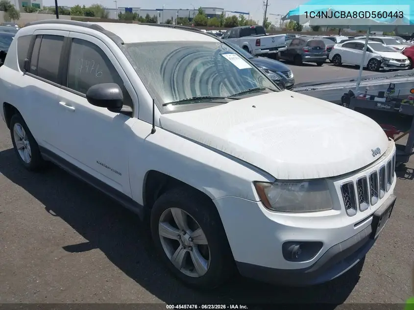 2016 Jeep Compass Sport VIN: 1C4NJCBA8GD560443 Lot: 45457476