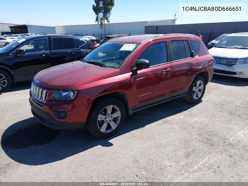 2016 Jeep Compass Sport VIN: 1C4NJCBA8GD666651 Lot: 45458651