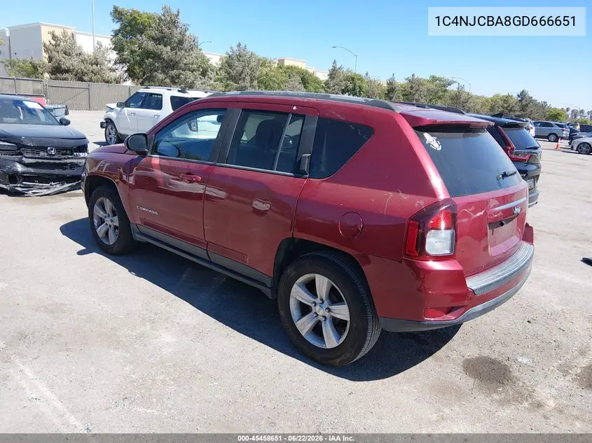 2016 Jeep Compass Sport VIN: 1C4NJCBA8GD666651 Lot: 45458651