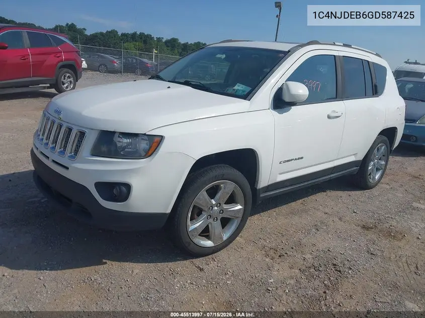 2016 Jeep Compass Latitude VIN: 1C4NJDEB6GD587425 Lot: 45513997