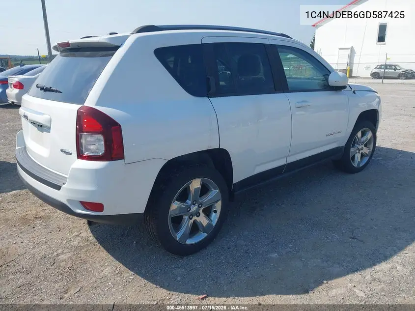 2016 Jeep Compass Latitude VIN: 1C4NJDEB6GD587425 Lot: 45513997