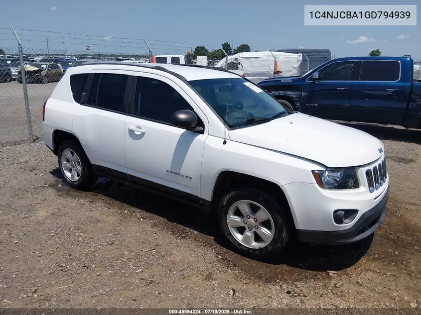 2016 Jeep Compass Sport VIN: 1C4NJCBA1GD794939 Lot: 45594324
