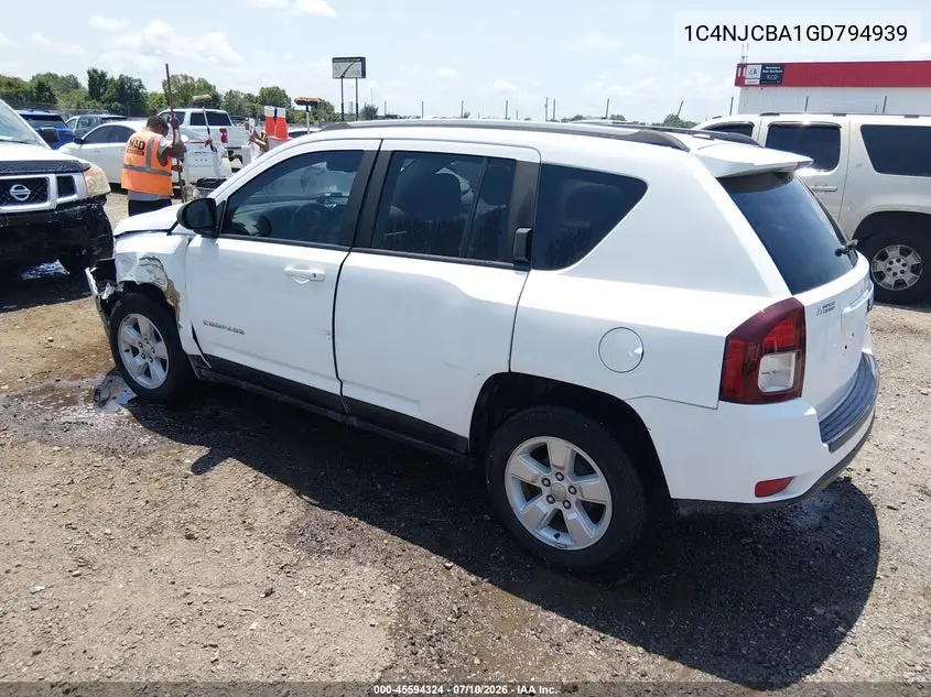 2016 Jeep Compass Sport VIN: 1C4NJCBA1GD794939 Lot: 45594324