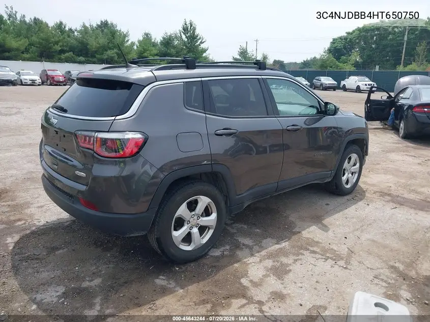 2017 Jeep Compass Latitude VIN: 3C4NJDBB4HT650750 Lot: 45643244