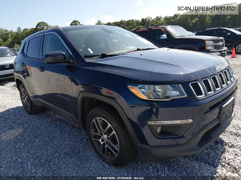 2017 Jeep Compass Latitude VIN: 3C4NJDBB8HT692452 Lot: 45670899
