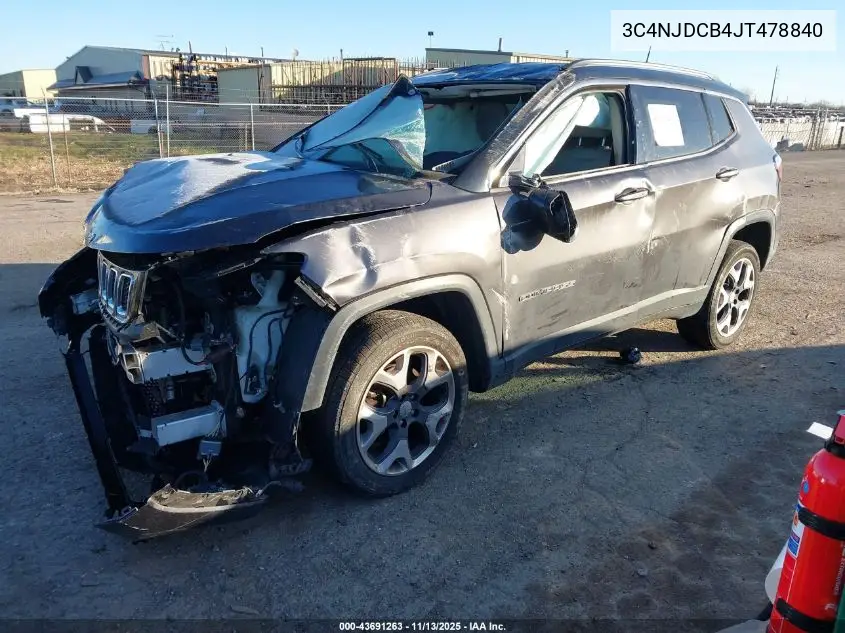 3C4NJDCB4JT478840 2018 Jeep Compass Limited 4X4