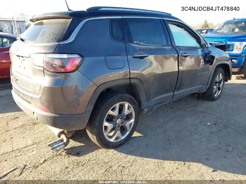 3C4NJDCB4JT478840 2018 Jeep Compass Limited 4X4