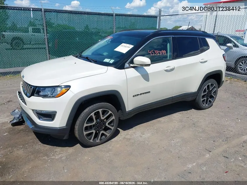 2018 Jeep Compass Limited 4X4 VIN: 3C4NJDCB0JT238412 Lot: 45394199