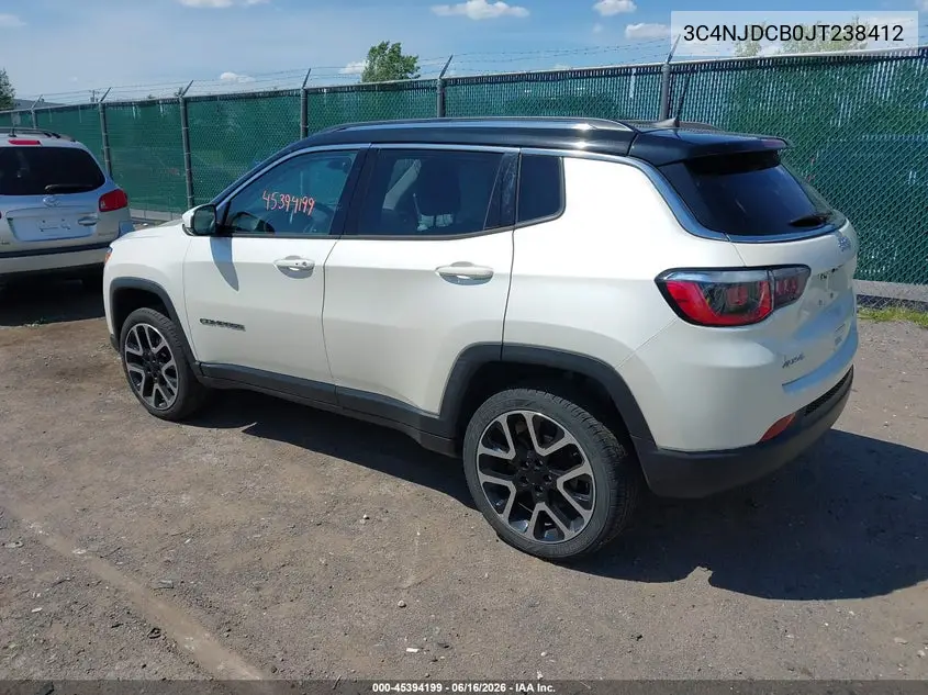 2018 Jeep Compass Limited 4X4 VIN: 3C4NJDCB0JT238412 Lot: 45394199