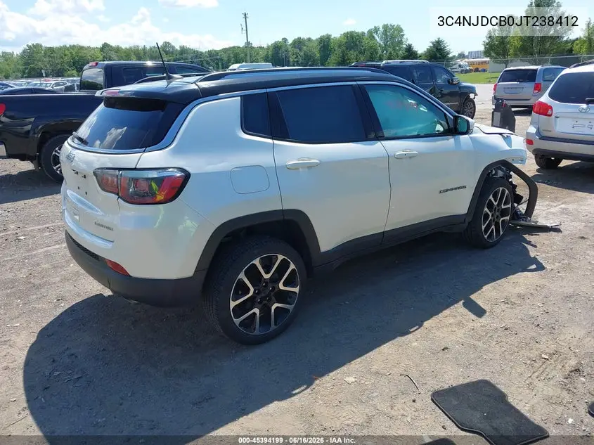 2018 Jeep Compass Limited 4X4 VIN: 3C4NJDCB0JT238412 Lot: 45394199