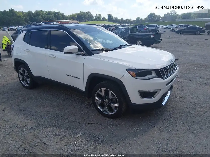 2018 Jeep Compass Limited 4X4 VIN: 3C4NJDCB0JT231993 Lot: 45659496