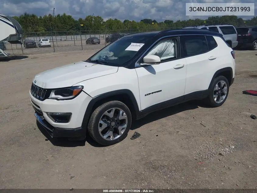 2018 Jeep Compass Limited 4X4 VIN: 3C4NJDCB0JT231993 Lot: 45659496