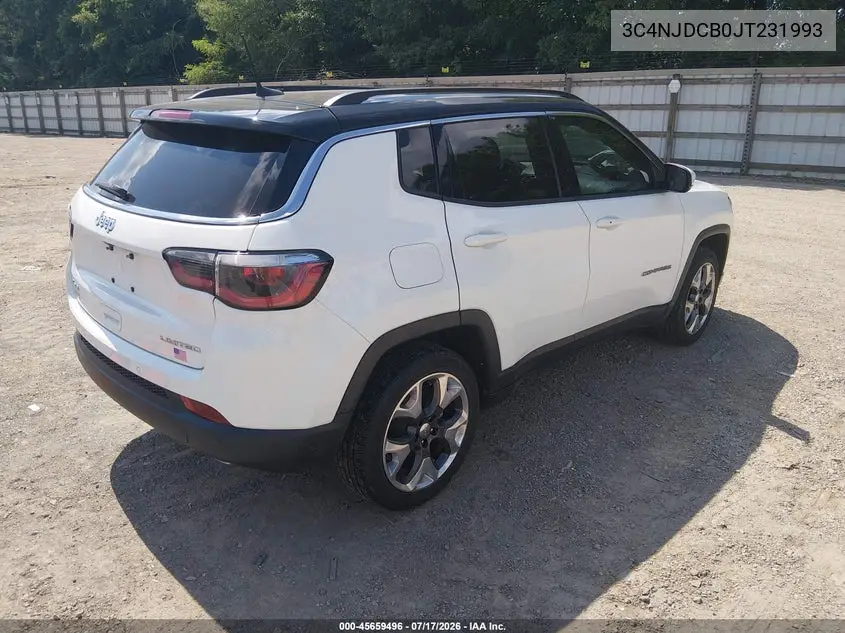 2018 Jeep Compass Limited 4X4 VIN: 3C4NJDCB0JT231993 Lot: 45659496