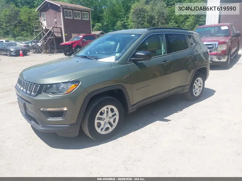 2019 Jeep Compass Sport 4X4 VIN: 3C4NJDAB6KT619590 Lot: 45349533