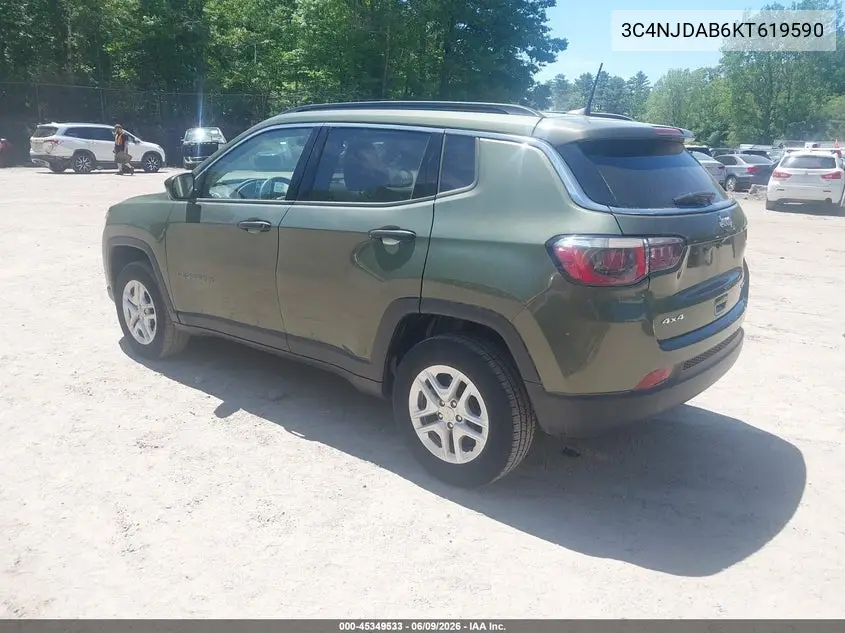 2019 Jeep Compass Sport 4X4 VIN: 3C4NJDAB6KT619590 Lot: 45349533