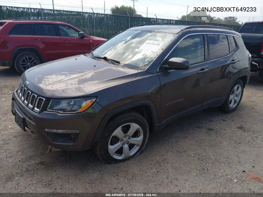 2019 Jeep Compass Latitude Fwd VIN: 3C4NJCBBXKT649233 Lot: 45554510