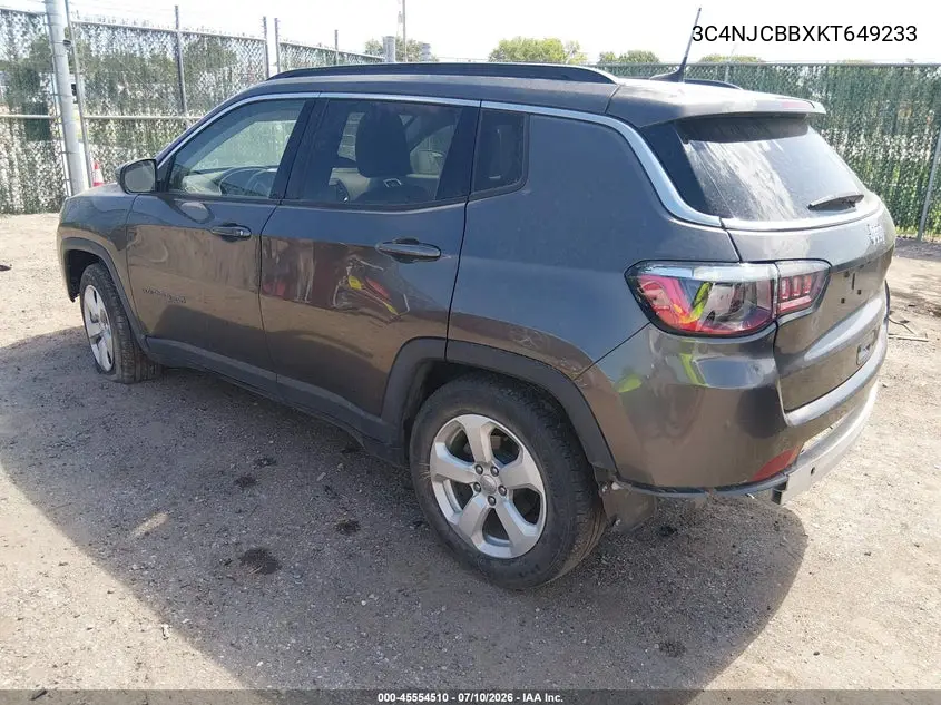 2019 Jeep Compass Latitude Fwd VIN: 3C4NJCBBXKT649233 Lot: 45554510
