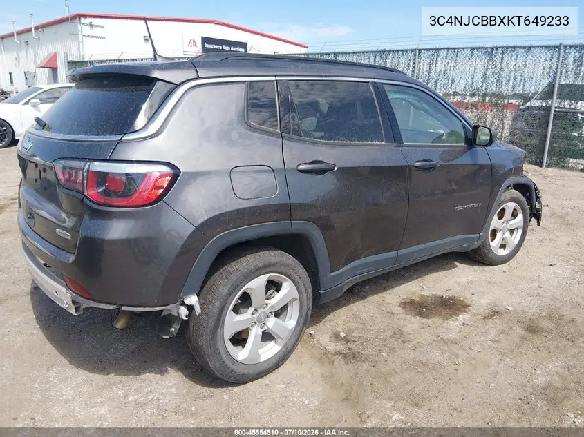 2019 Jeep Compass Latitude Fwd VIN: 3C4NJCBBXKT649233 Lot: 45554510