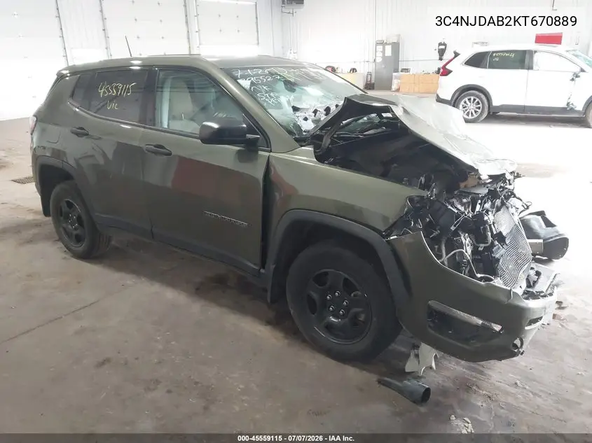 2019 Jeep Compass Sport 4X4 VIN: 3C4NJDAB2KT670889 Lot: 45559115