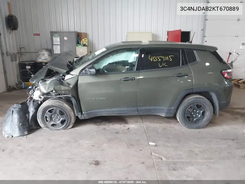2019 Jeep Compass Sport 4X4 VIN: 3C4NJDAB2KT670889 Lot: 45559115