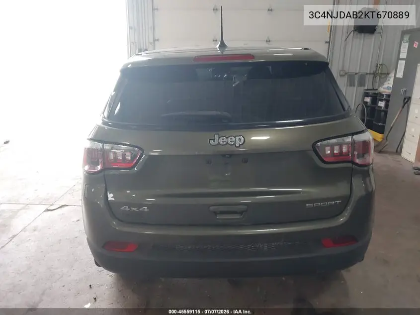 2019 Jeep Compass Sport 4X4 VIN: 3C4NJDAB2KT670889 Lot: 45559115