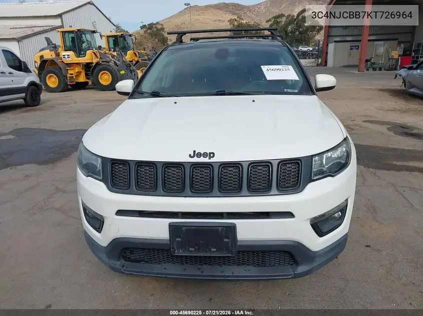 2019 Jeep Compass Altitude Fwd VIN: 3C4NJCBB7KT726964 Lot: 45690225