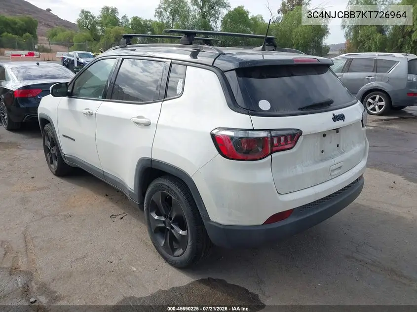 2019 Jeep Compass Altitude Fwd VIN: 3C4NJCBB7KT726964 Lot: 45690225