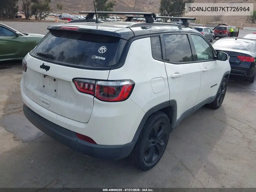 2019 Jeep Compass Altitude Fwd VIN: 3C4NJCBB7KT726964 Lot: 45690225