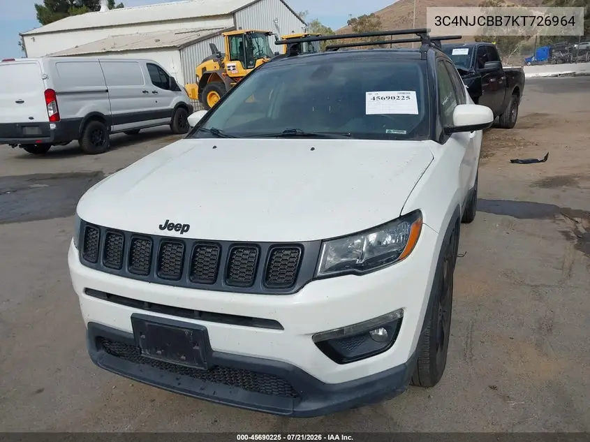 2019 Jeep Compass Altitude Fwd VIN: 3C4NJCBB7KT726964 Lot: 45690225