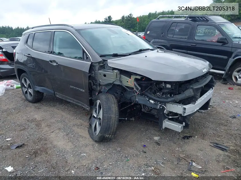 2020 Jeep Compass Latitude 4X4 VIN: 3C4NJDBB2LT205318 Lot: 45406323